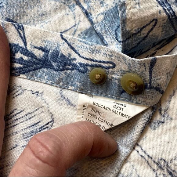 Woolrich Moccasin Saltwater Fish Short Sleeve Button Down Shirt Size Large - Picture 9 of 12